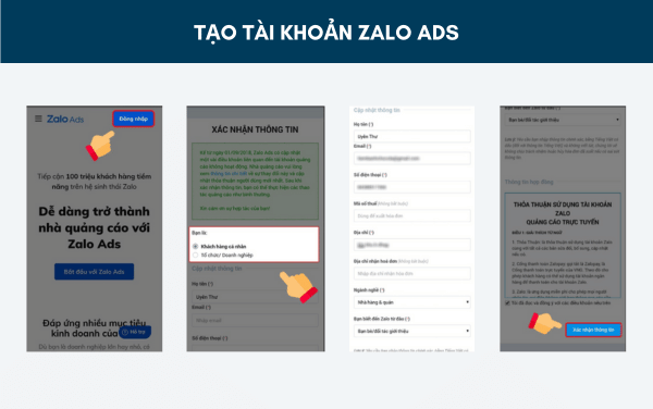 các bước tạo tài khoản zalo ads