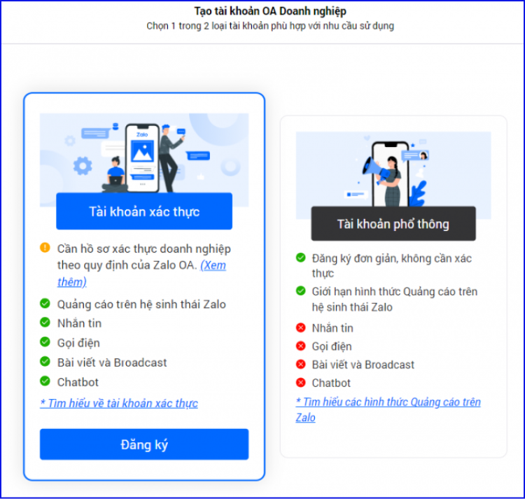 Xác thực tài khoản zalo oa