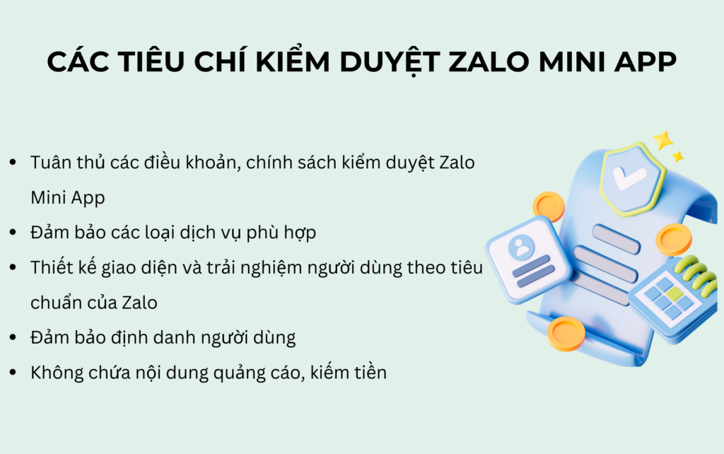 Tiêu chí kiểm duyêt Zalo Mini App